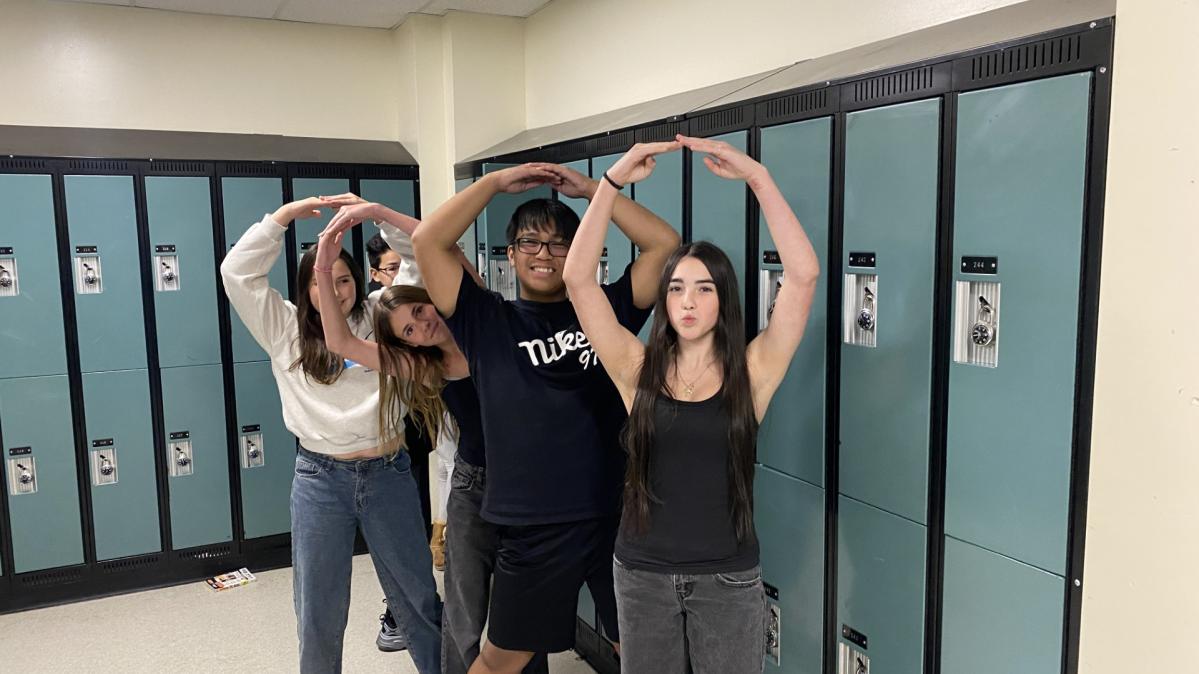 Students in front of lockers