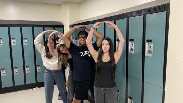 Students in front of lockers