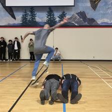 Dave Jonsson ollying over admin and teacher